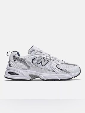 New Balance 530 White and Natural Indigo